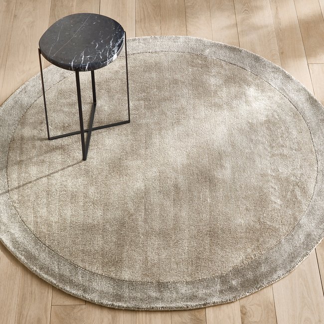 Alfombra Tencel™ redonda, tejida a mano, Burada beige grisáceo <span itemprop=