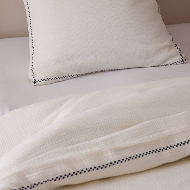 Taie carrée gaze de coton, 63x63cm, 100% coton bio, GOTS off white <span itemprop=