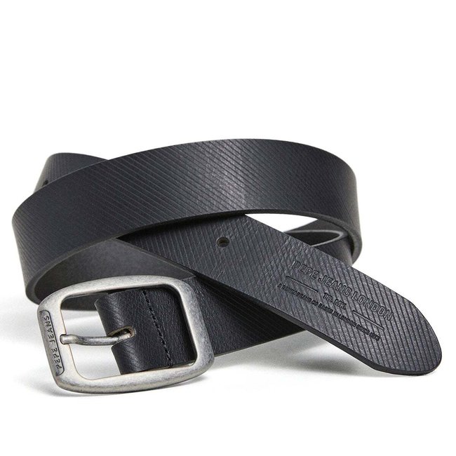 Ceinture En Cuir Texturé noir <span itemprop=