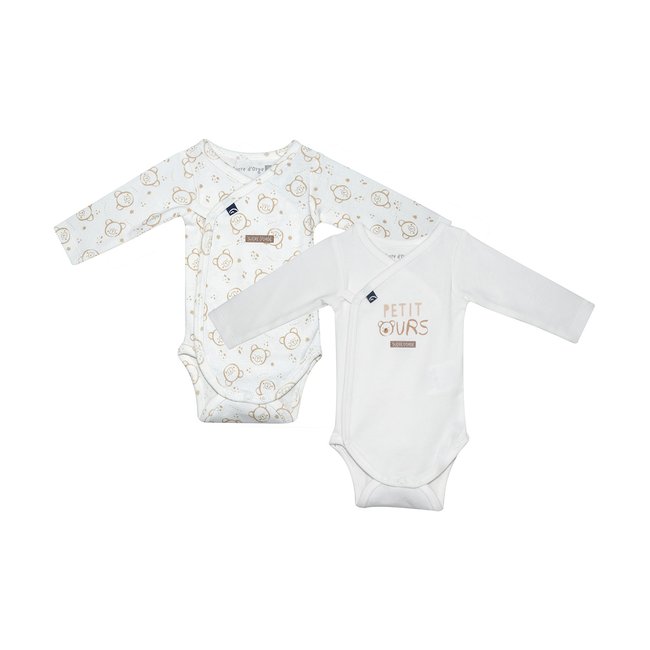 Lot de 2 bodies roann manches longues beige <span itemprop=