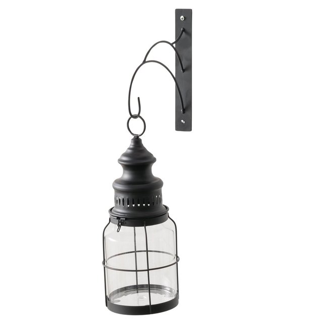 Lanterne murale en métal noir et verre 25x12.5x46.5cm Couleur noir <span itemprop=