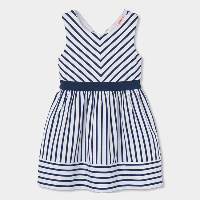 Robe à rayures blanches et bleu marine multicolore <span itemprop=