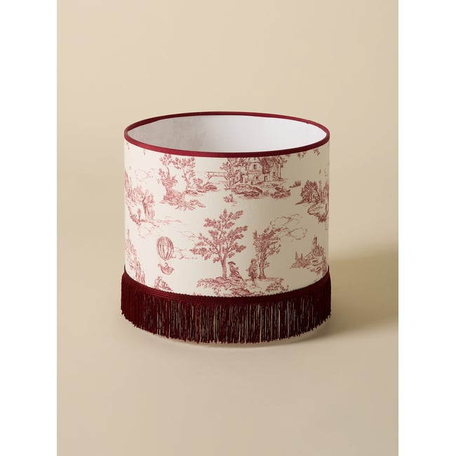 Abat-jour esprit toile de jouy - moyen modèle Couleur jouy bordeaux <span itemprop=