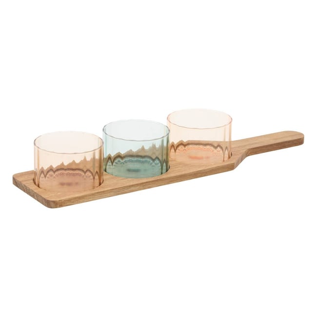 Service apéritif 4 pièces en verre borosilicate HOMY Couleur rose <span itemprop=