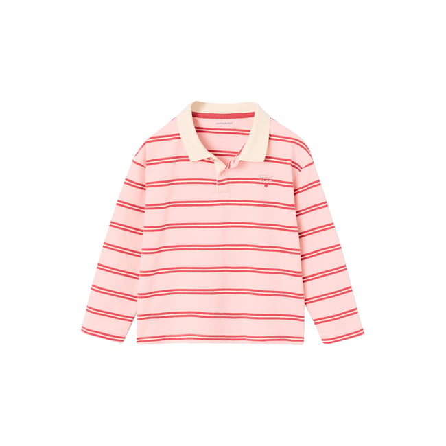 Polo manches longues rose bonbon <span itemprop=
