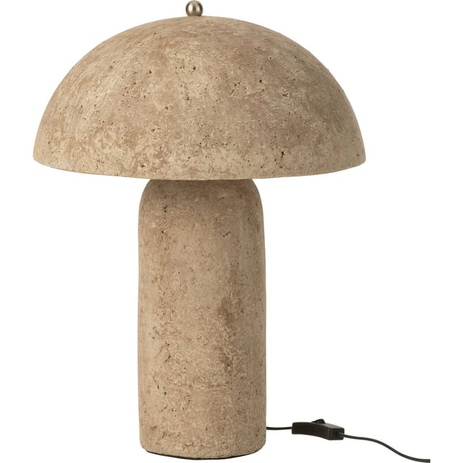 Lampe de chevet champignon en papier mâché organique Couleur beige naturel effet pierre <span itemprop=
