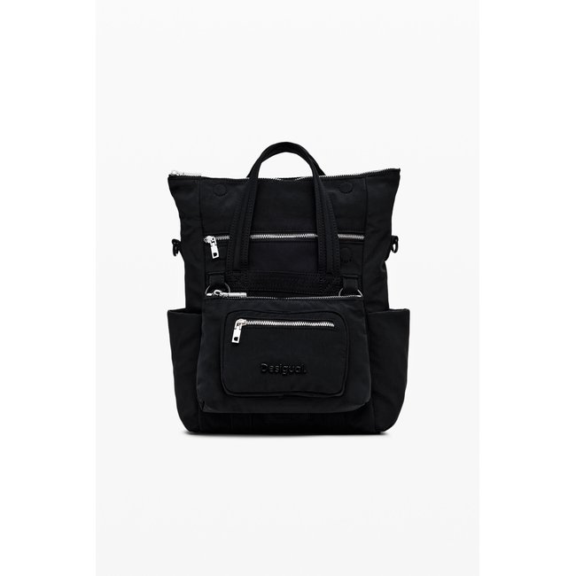 Sac à main en nylon à multiples poches noir <span itemprop=