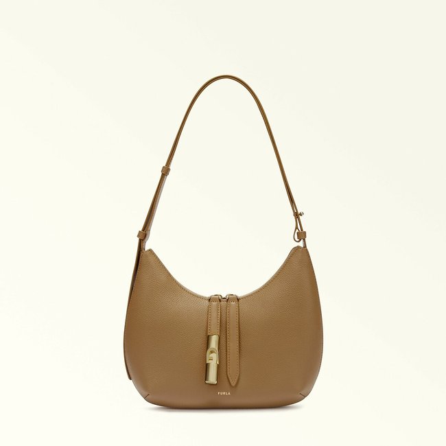 Bolso de piel para llevar al hombro GOCCIA S beige desierto <span itemprop=