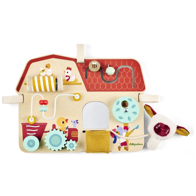 Panneau d'activités en bois Ferme beige <span itemprop=