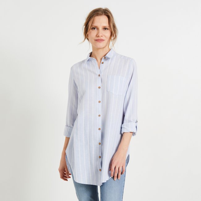 Chemise oversize rayée multicolore imprime <span itemprop=