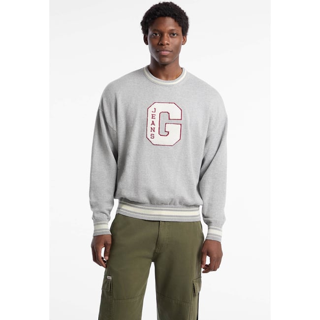 Pull Logo Oversize gris <span itemprop=