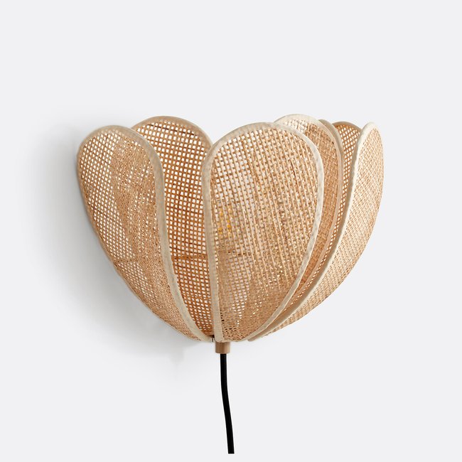 Lámpara de pared doble pétalo de ratán, Lola natural <span itemprop=