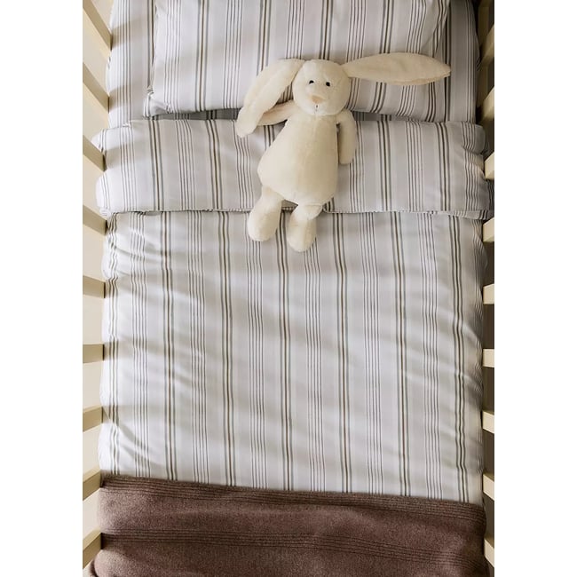 Housse de couette percale de coton 200 fils rayures gris <span itemprop=