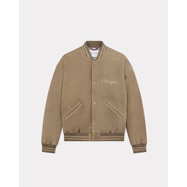 Blouson en cuir avec broderie TEDDY 90 APOCALYPSE beige <span itemprop=