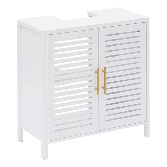 Meuble sous-lavabo carré avec portes OREA Couleur blanc <span itemprop=