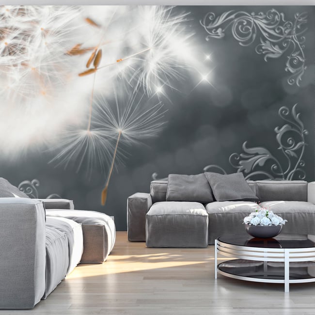 Papier peint intissé panoramique Magic of Gentleness Couleur gris / argent <span itemprop=