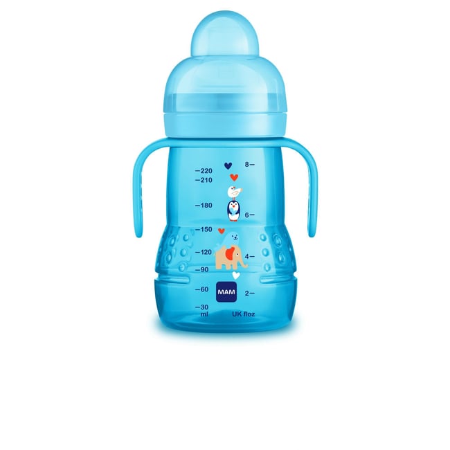 Biberon de transition 220ml bleu <span itemprop=
