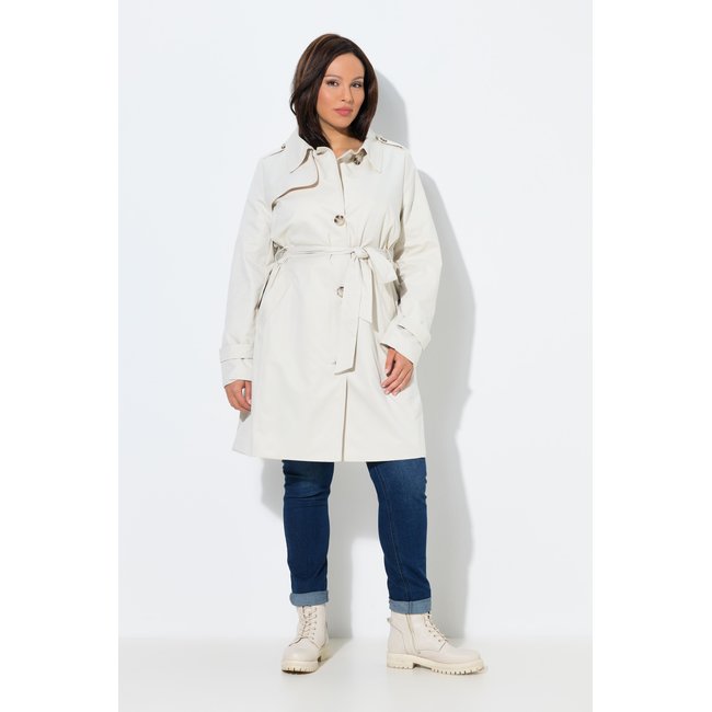 Trench-coat en tissu micropeach beige <span itemprop=
