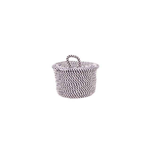 Panier rond en corde de coton et 13x20cm Couleur noir <span itemprop=