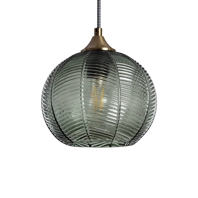 Suspension intérieur métal et verre Ø20cm ROMANE Couleur vert <span itemprop=