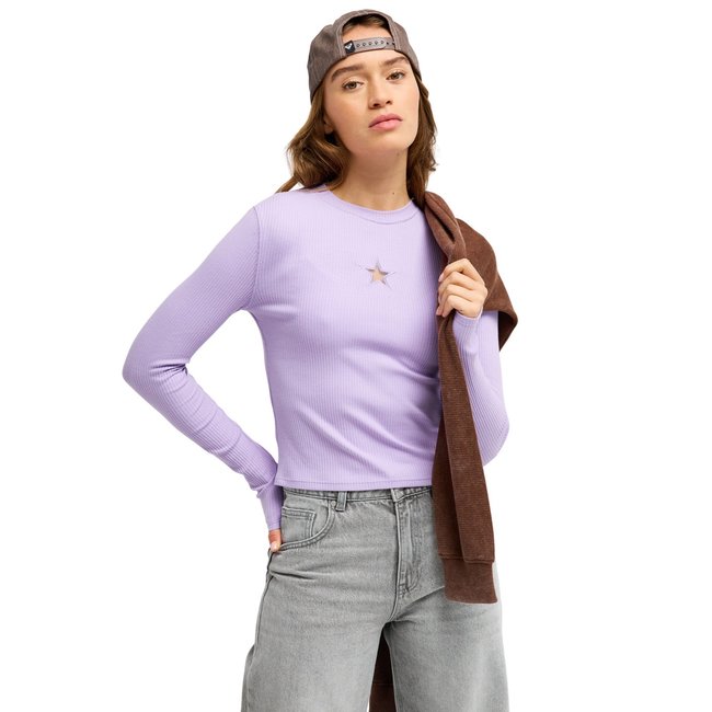 Haut à col rond DONT CUT ME OFF STARS. violet viola <span itemprop=
