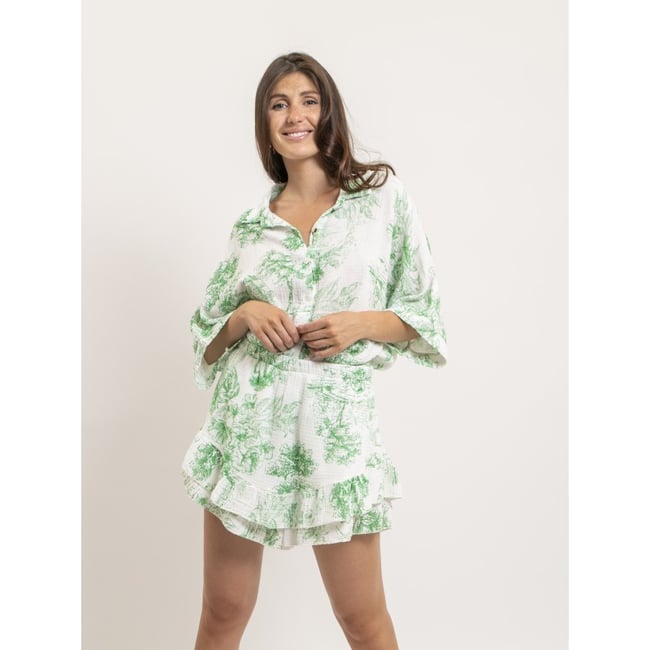 Chemise Gaze De Coton Motifs Toile De Jouy Olea - DONA LISA