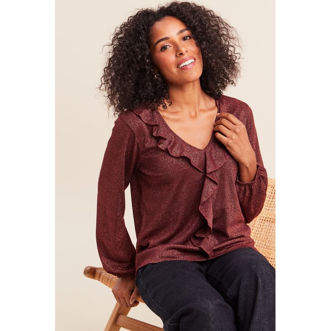 Blouse manches longues orange foncé <span itemprop=