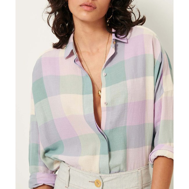 Delima oversized shirt in madras check, purple/blue, SESSUN