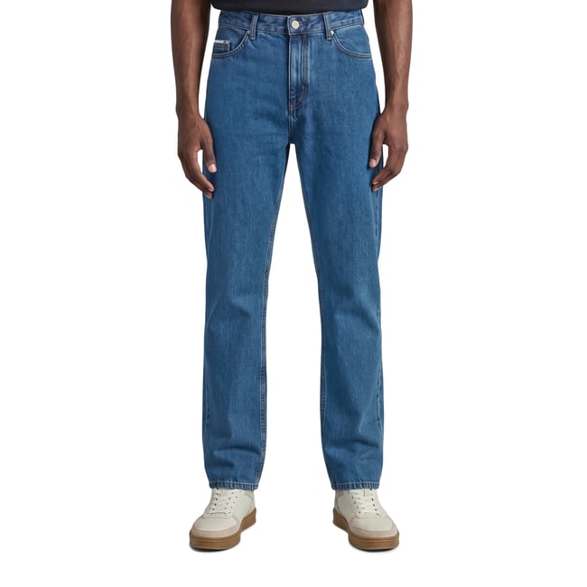 Jeans modèle Sverre droit en pur coton bio bleu <span itemprop=