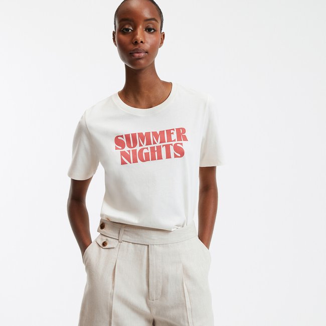 T-shirt col rond à message, manches courtes - LA REDOUTE COLLECTIONS