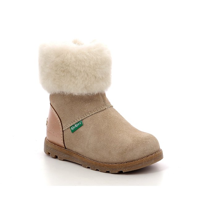 Bottes fourrees en cuir nonofur Kickers beige rose La Redoute