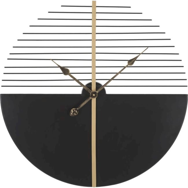 Horloge murale graphique en fer GLAM Couleur noir et doré <span itemprop=