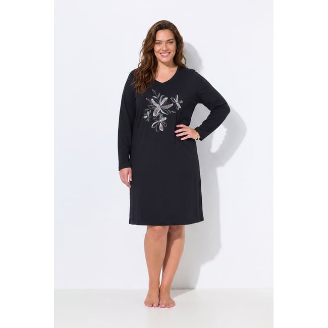 Grand T-shirt motif à fleurs noir <span itemprop=