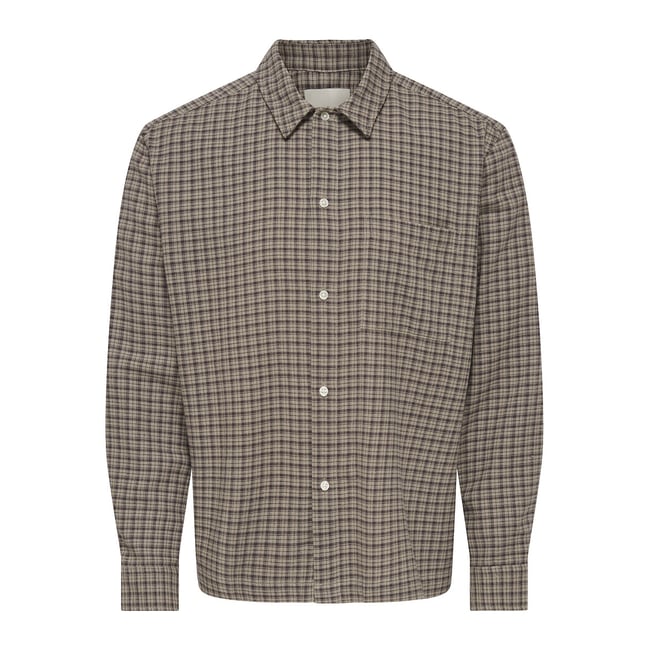 Chemise en flanelle Relaxed Fit carreaux beige <span itemprop=