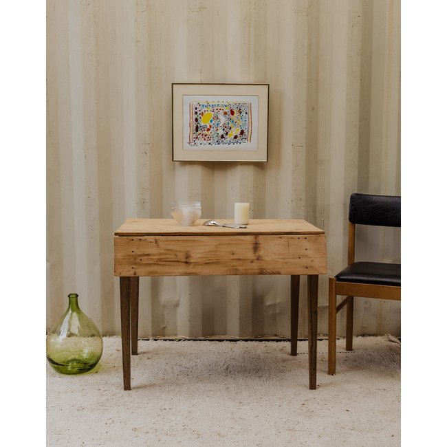 Table à manger avec rabats en bois Romy N°1389 - Bon état Couleur bois clair <span itemprop=