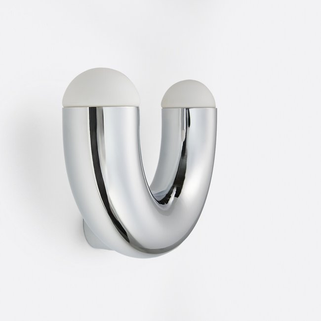 Applique en métal fer chrome et opaline, Quillo Couleur chrome <span itemprop=