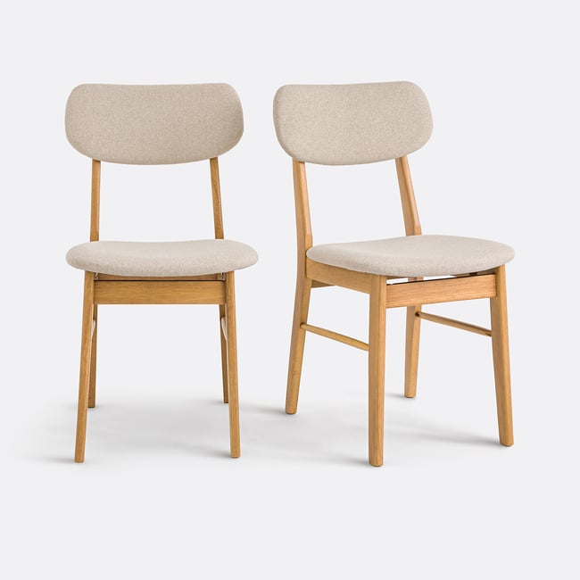 Lot de 2 chaises vintage, Selyn beige <span itemprop=