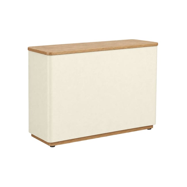 Meuble bar en bois d'acacia et bois effet béton  DALVA Couleur blanc <span itemprop=