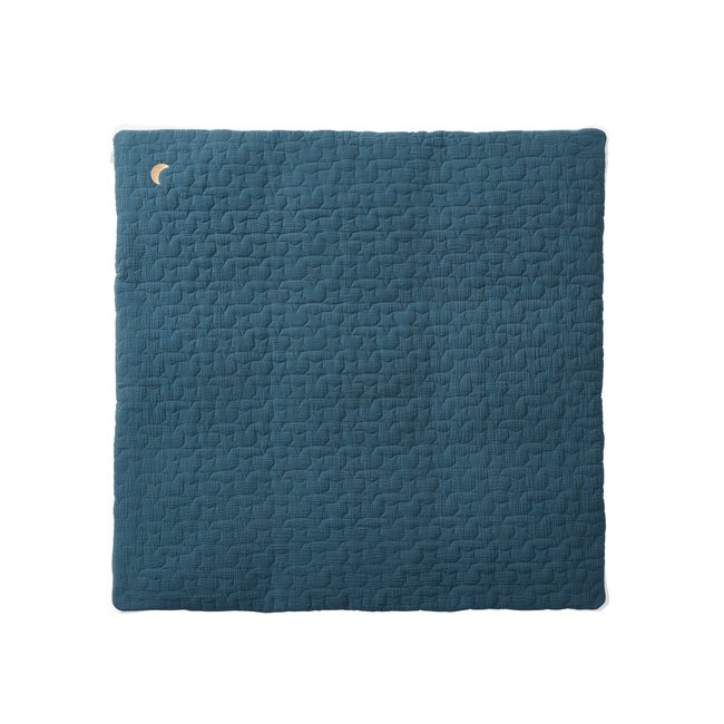Tapis de sol / fond de parc en gaze de coton bio* FANCY bleu nuit <span itemprop=