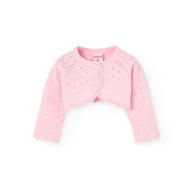Boléro tricoté rose <span itemprop=