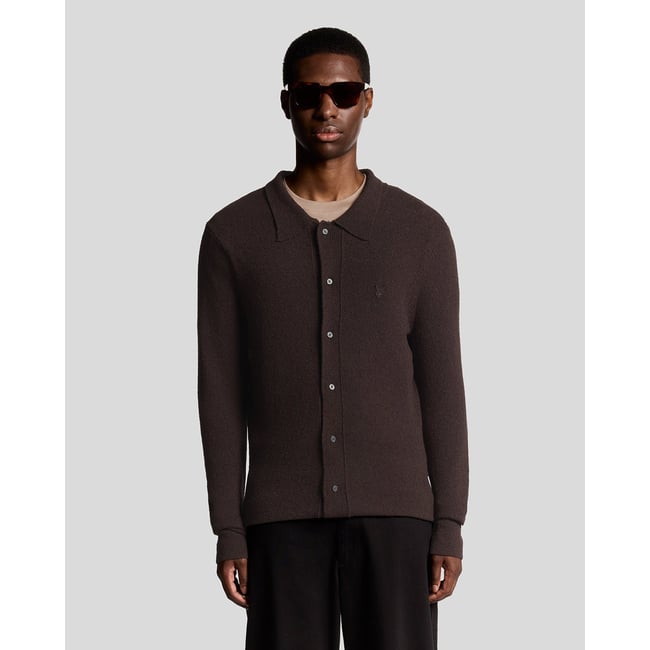 Cardigan texturé en maille à col noir licorice <span itemprop=