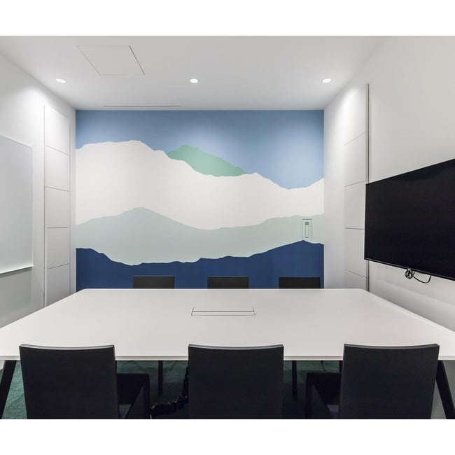 Papier peint paysage géométrique de montagnes et pics - 170x260 cm (l x h) Couleur bleu <span itemprop=
