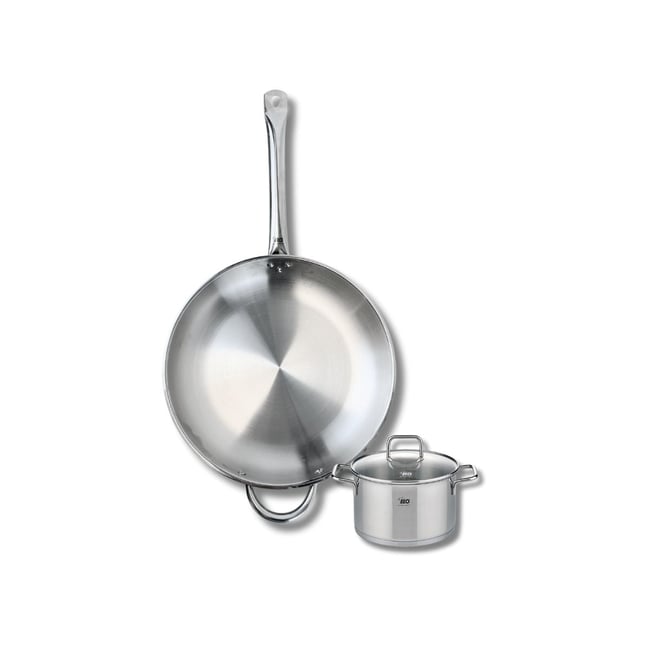 Batterie de cuisine 1 poêle 32cm + 1 faitout 14cm PROFI CITRIN gris <span itemprop=