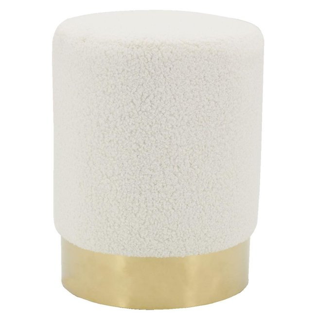 Pouf rond en bouclette et métal doré - AUBRY GASPARD