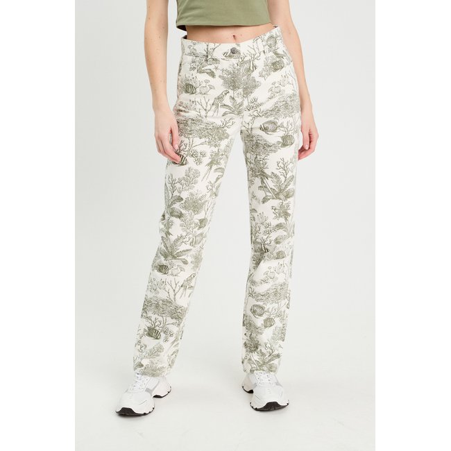 Jeans straight taille haute blanc <span itemprop=