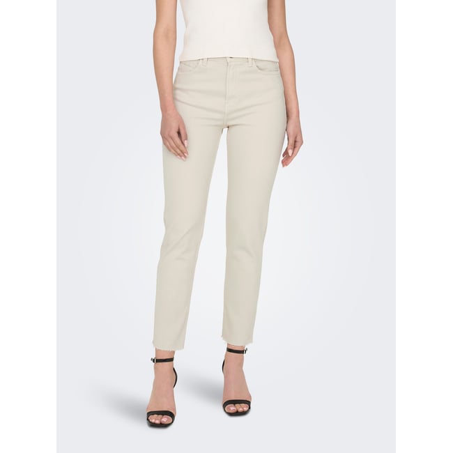 Jean Boyfit, taille haute blanche - ecru 1 <span itemprop=