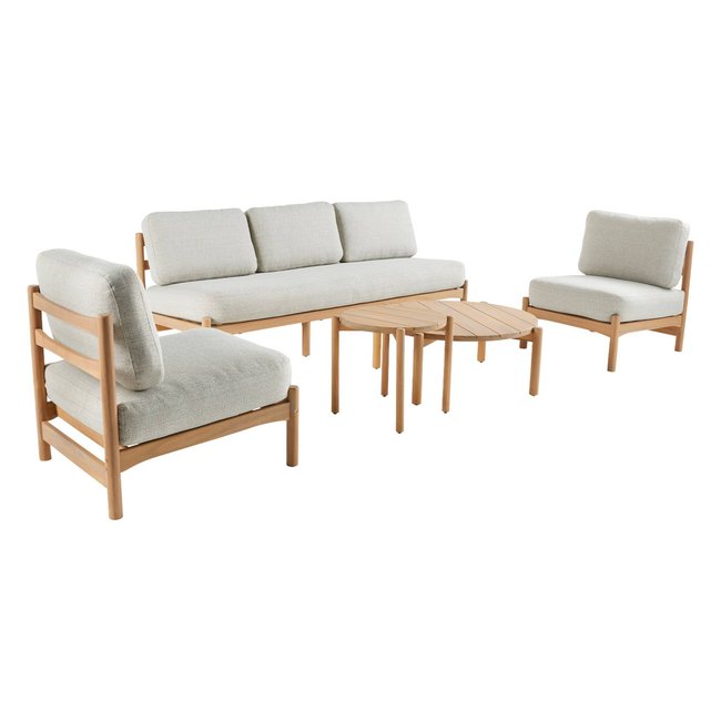 Salon de jardin bois d'acacia 5 places COPACABANA beige <span itemprop=