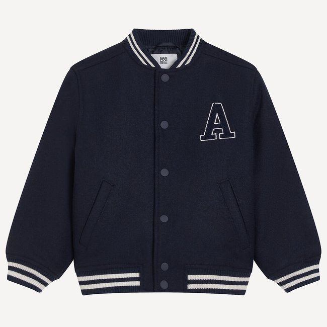 Blouson esprit Teddy bleu marine <span itemprop=