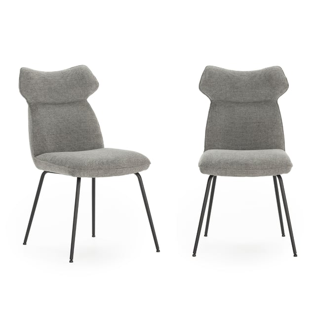 Lot de 2 chaises en tissu avec pieds en métal noir L47 cm - DARA - CALICOSY