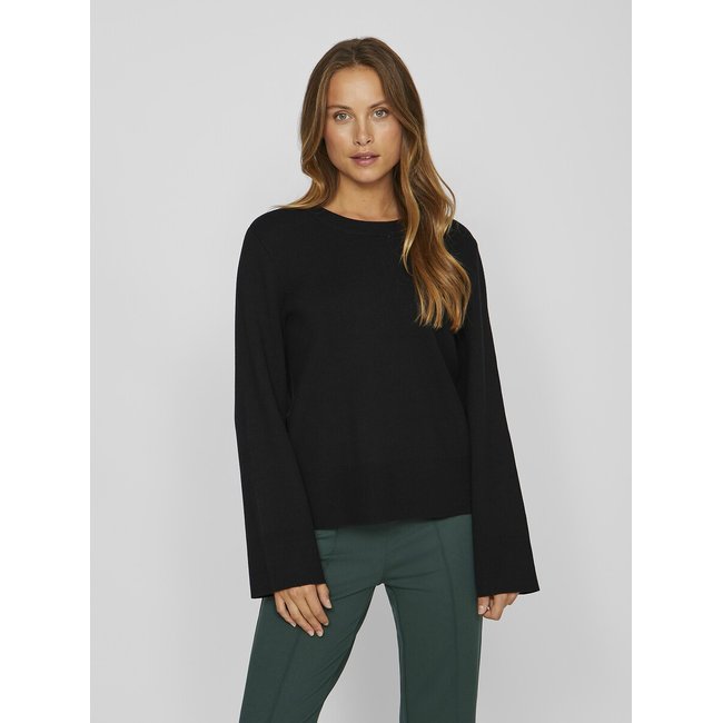 Maglione in maglia fine, girocollo nero VILA